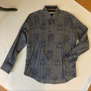 Luxury Equilibrio blue casual button down shirt -L